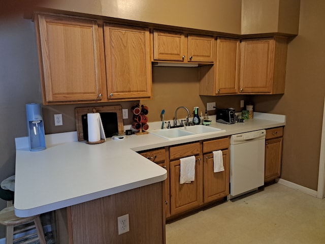 kitchen with sink and white dishwasher