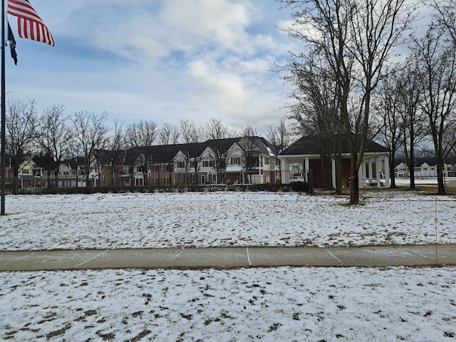 view of yard covered in snow