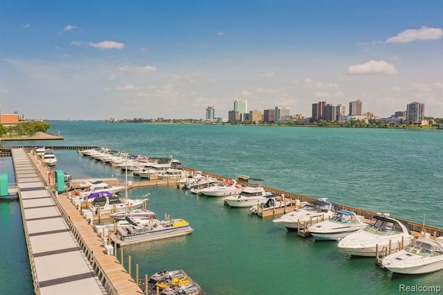 view of water feature featuring a boat dock