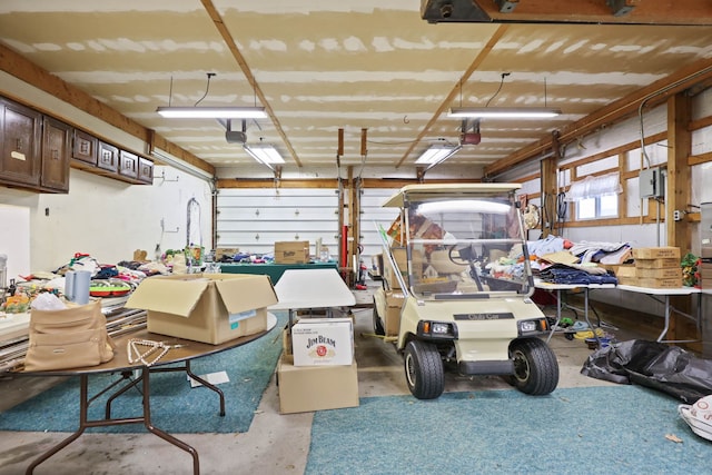 garage with a garage door opener