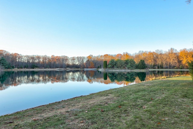 water view with a wooded view