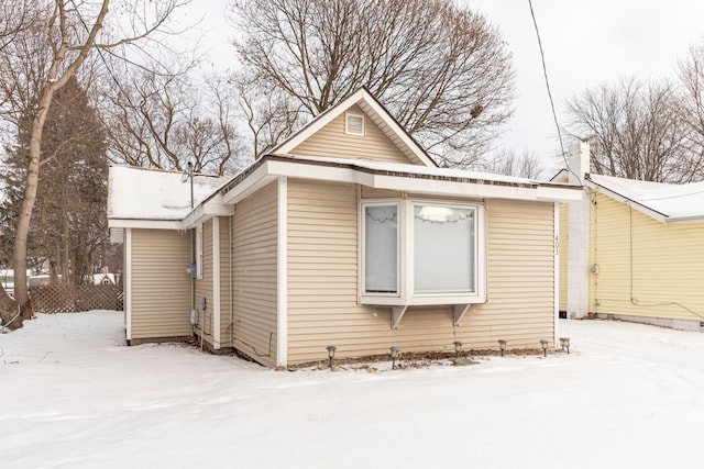 view of snow covered exterior