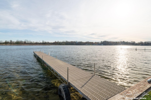view of dock featuring a water view