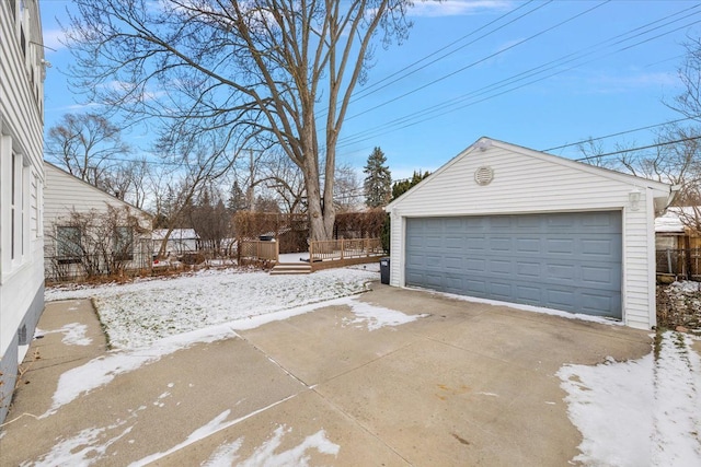 view of snow covered garage