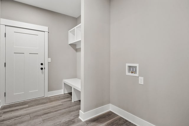 mudroom with hardwood / wood-style flooring