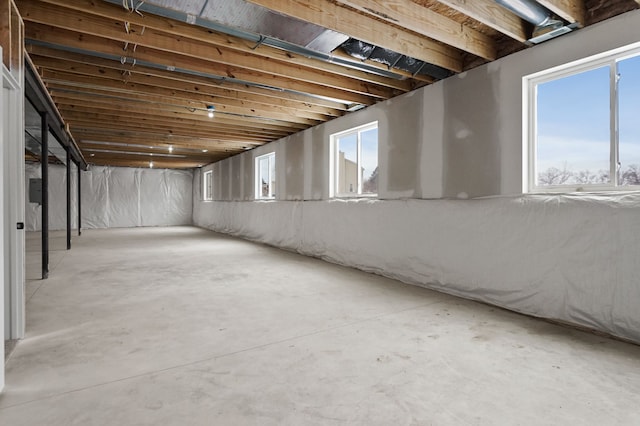 basement with plenty of natural light