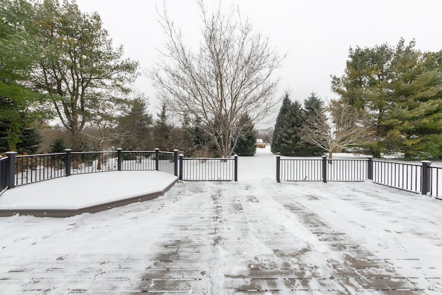 view of yard covered in snow