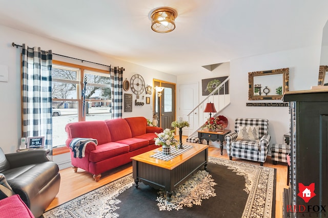 living room with hardwood / wood-style floors