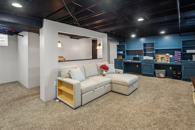 living room featuring carpet