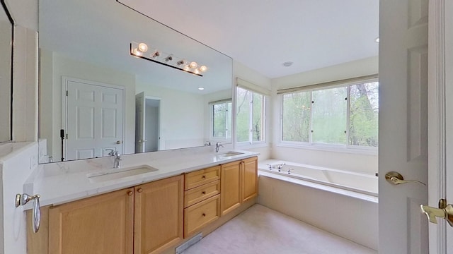5059 Pheasant Cv, West Bloomfield, MI 48323 - full bath featuring a sink, double vanity, and a garden tub