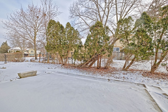 view of yard covered in snow