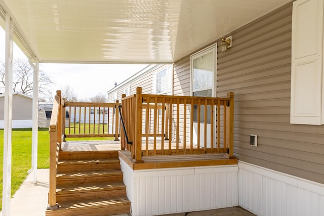 deck with a yard