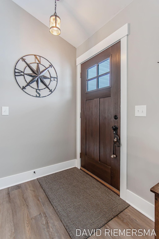 entryway featuring hardwood / wood-style flooring