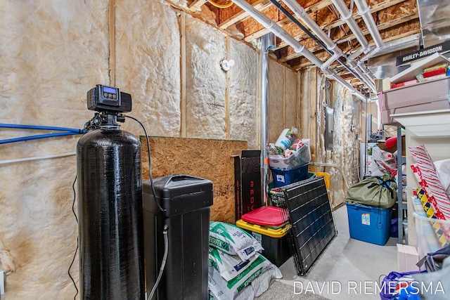 basement featuring electric panel