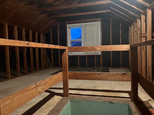 view of unfinished attic