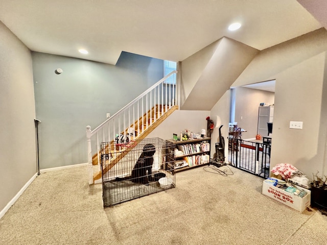 interior space featuring carpet