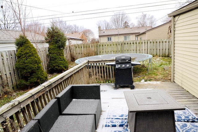 view of patio with a deck and grilling area