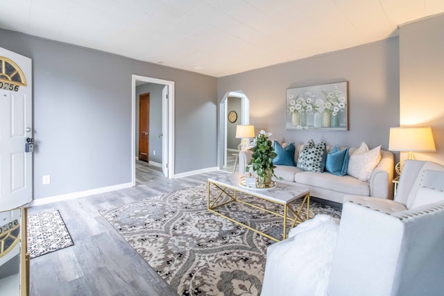 living room with light hardwood / wood-style floors