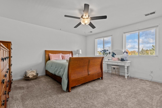 bedroom with carpet and ceiling fan