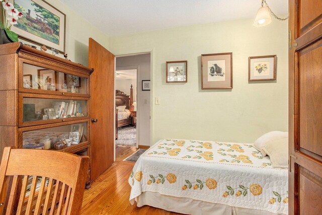 bedroom with light hardwood / wood-style flooring