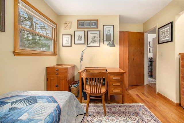 bedroom with light hardwood / wood-style flooring