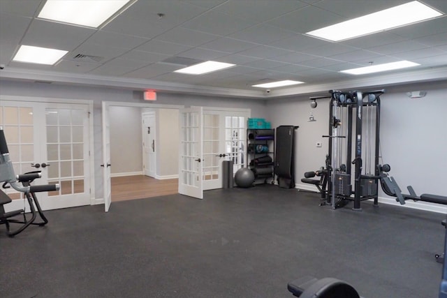 workout area with french doors