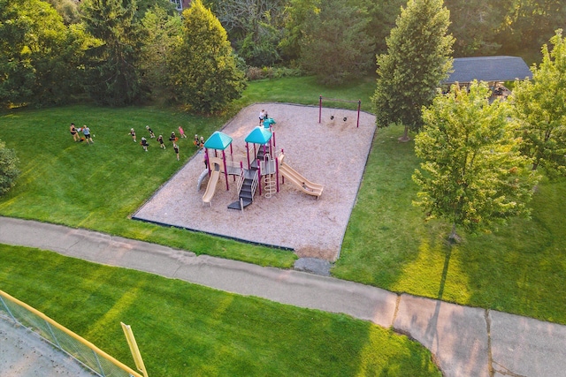 view of playground with a yard