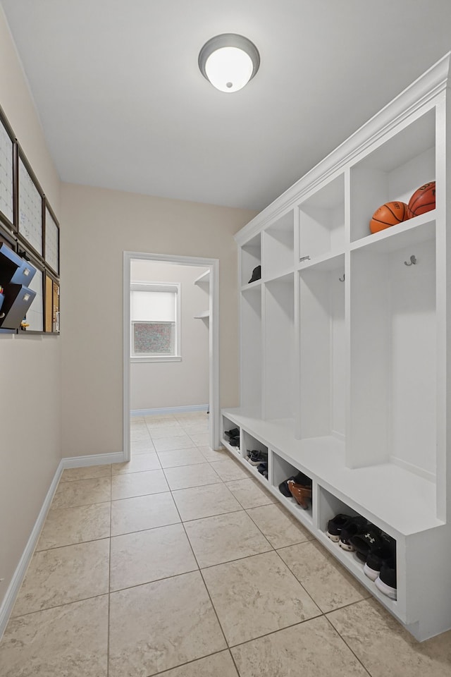 mudroom with tile patterned flooring