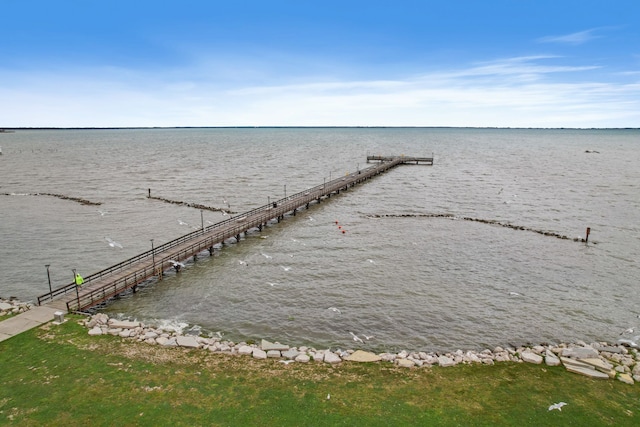 view of dock featuring a water view