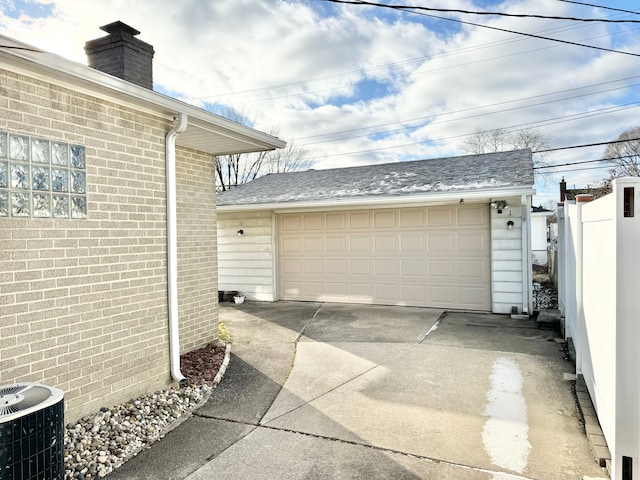 garage with central air condition unit