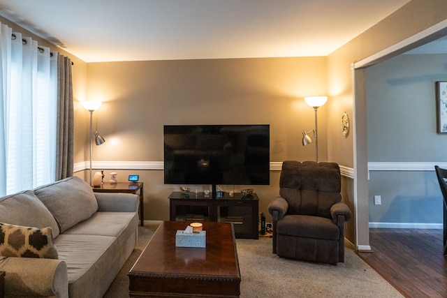 living room with hardwood / wood-style floors