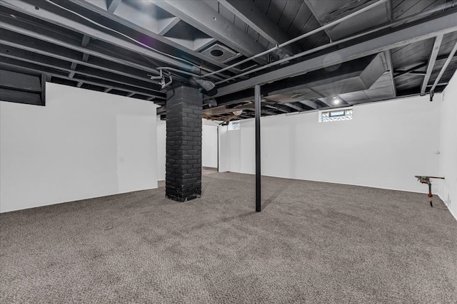 basement with carpet