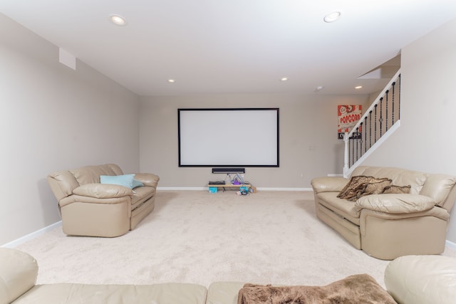 view of carpeted home theater room