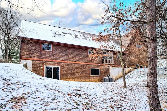 view of snow covered property