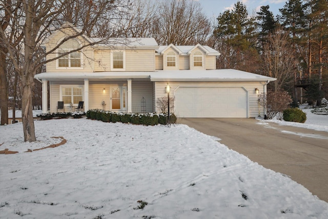 view of front of home with a garage