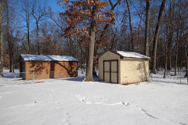 view of snow covered structure