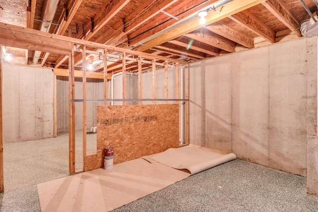 view of unfinished basement