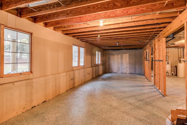 basement with water heater