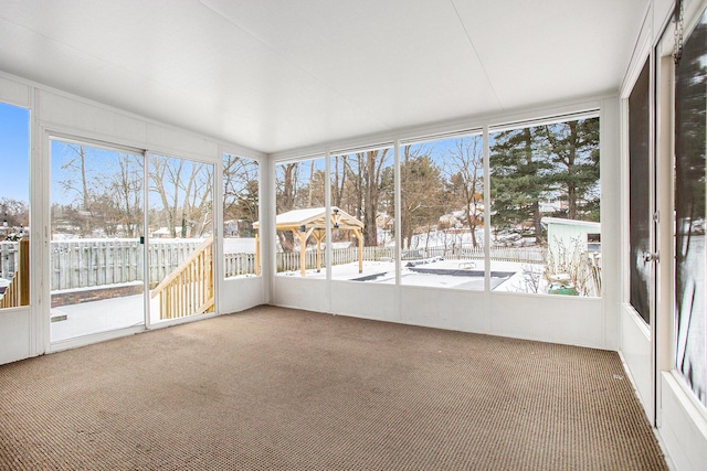 view of unfurnished sunroom