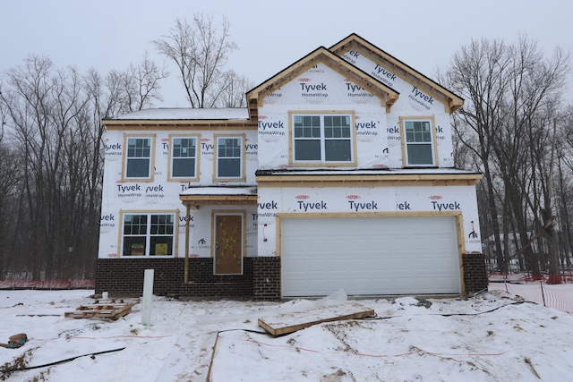 unfinished property featuring a garage