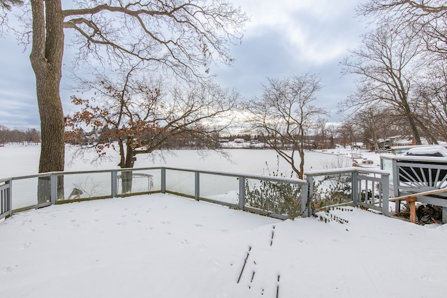 view of yard covered in snow