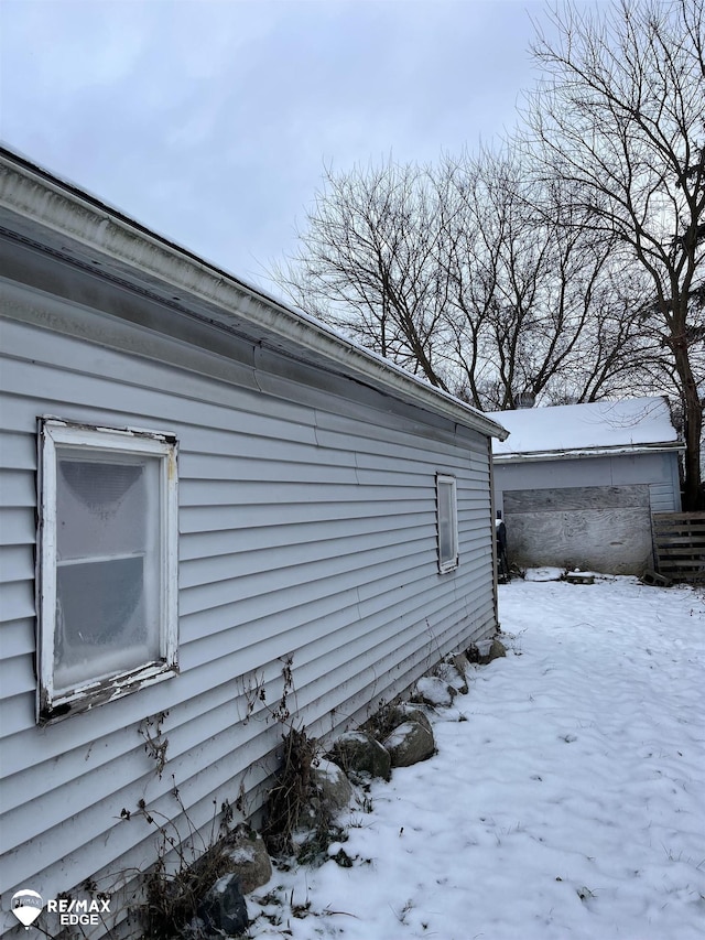 view of snowy exterior