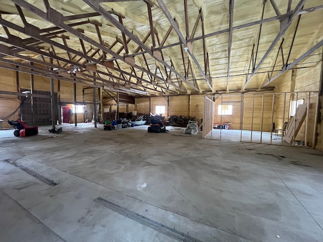 garage with wooden walls