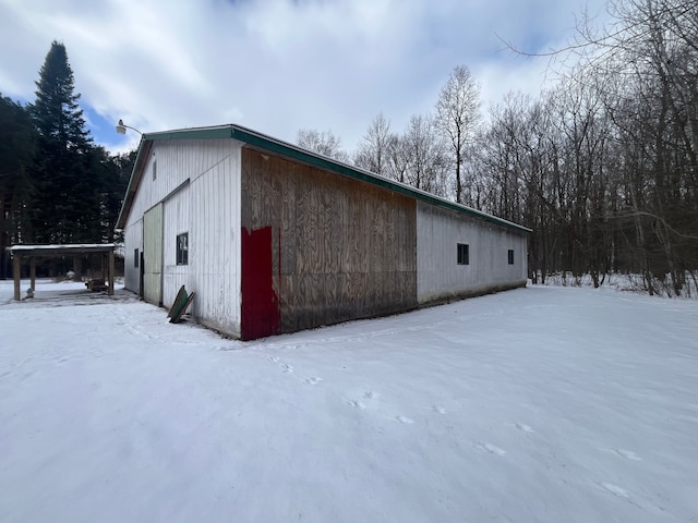 view of snow covered exterior