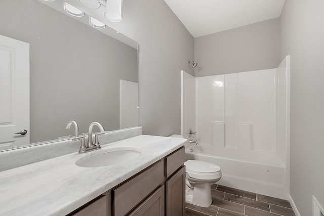 full bathroom with vanity, toilet, and shower / bath combination