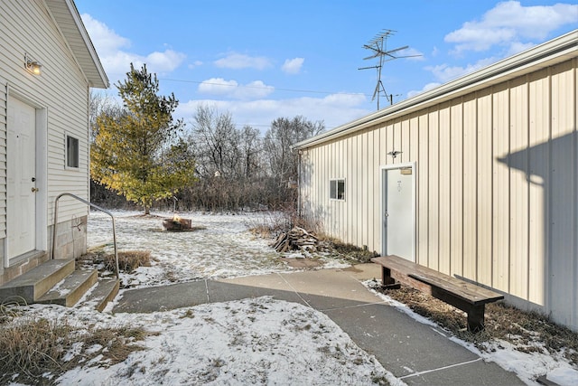 view of yard covered in snow