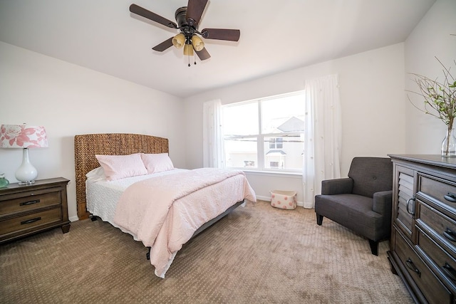 bedroom with carpet and ceiling fan