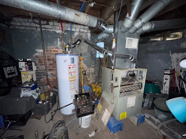 utility room with water heater