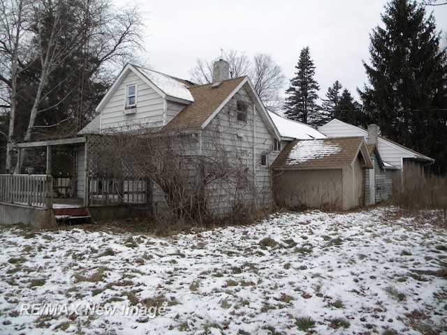 view of snow covered exterior