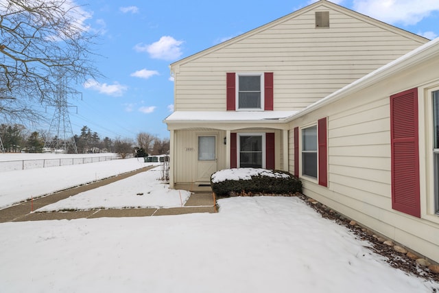 view of snow covered exterior